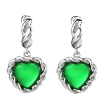 Vintage emerald love unique design personality wholesale heart designer tassel earrings